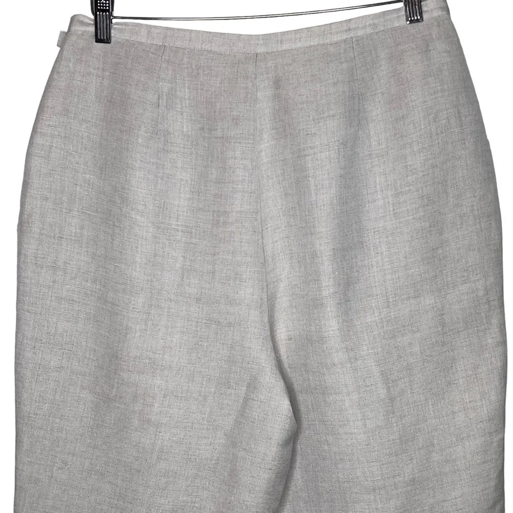 Annie Alexander Wide Leg Cropped Ankle Slacks Size 14 Ivory Linen Side Zip Lined - Picture 5 of 12